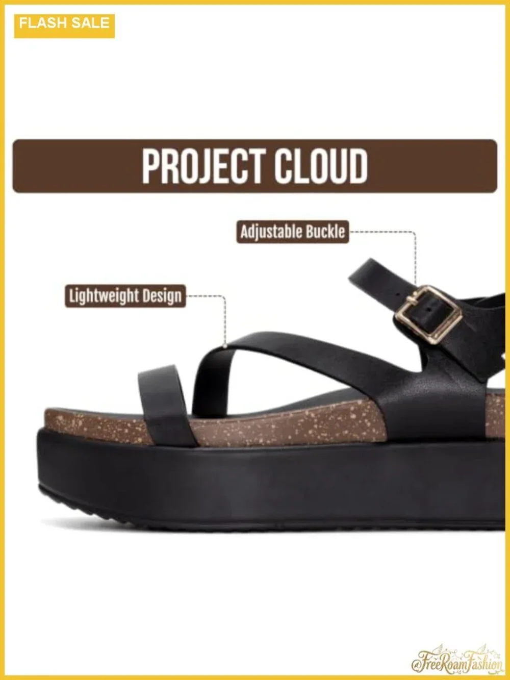 Leather Platform Sandals Adjustable Ankle Strap Cushioned Insole Women Dressy